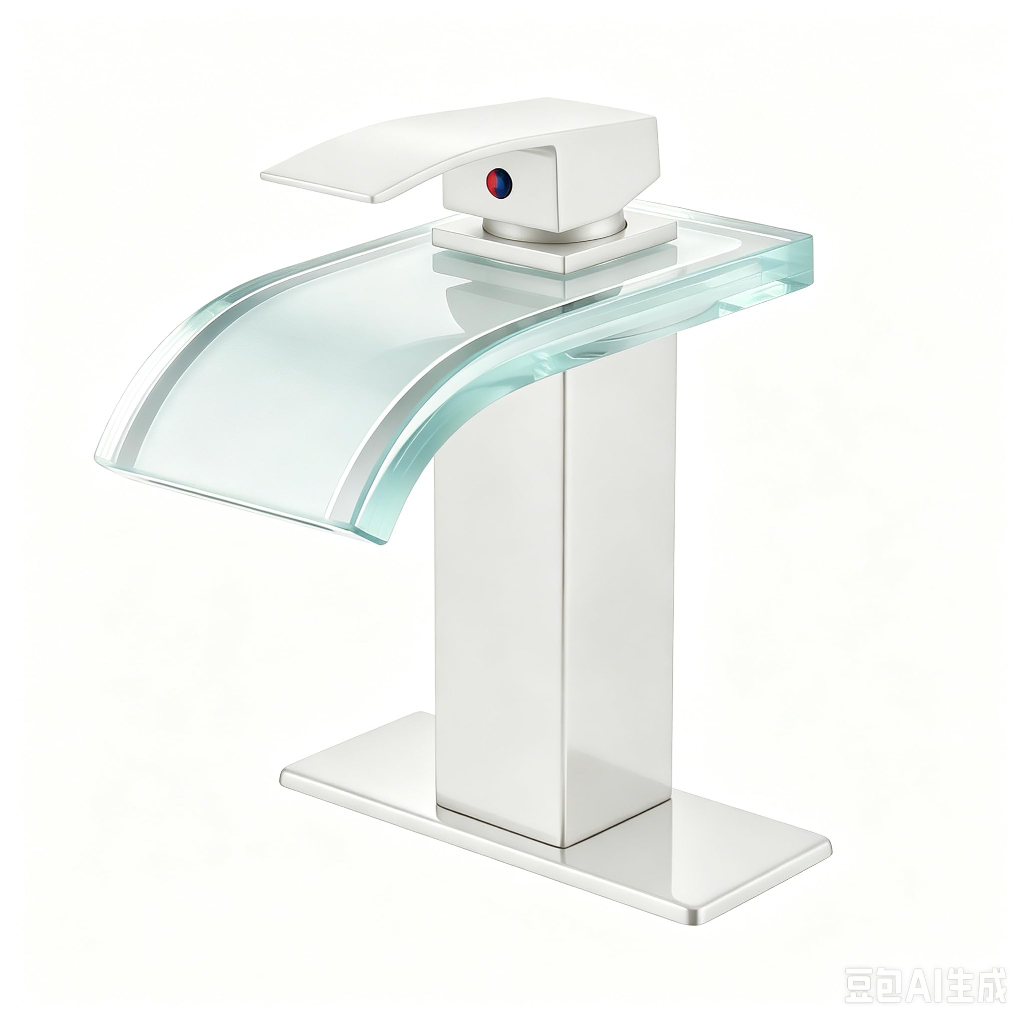 Grifo de lavabo de baño con luz LED, 3 colores cambiantes, grifo de boquilla de vidrio de cascada, un solo mango, mezclador de agua fría y caliente, grifo de lavabo (gris)