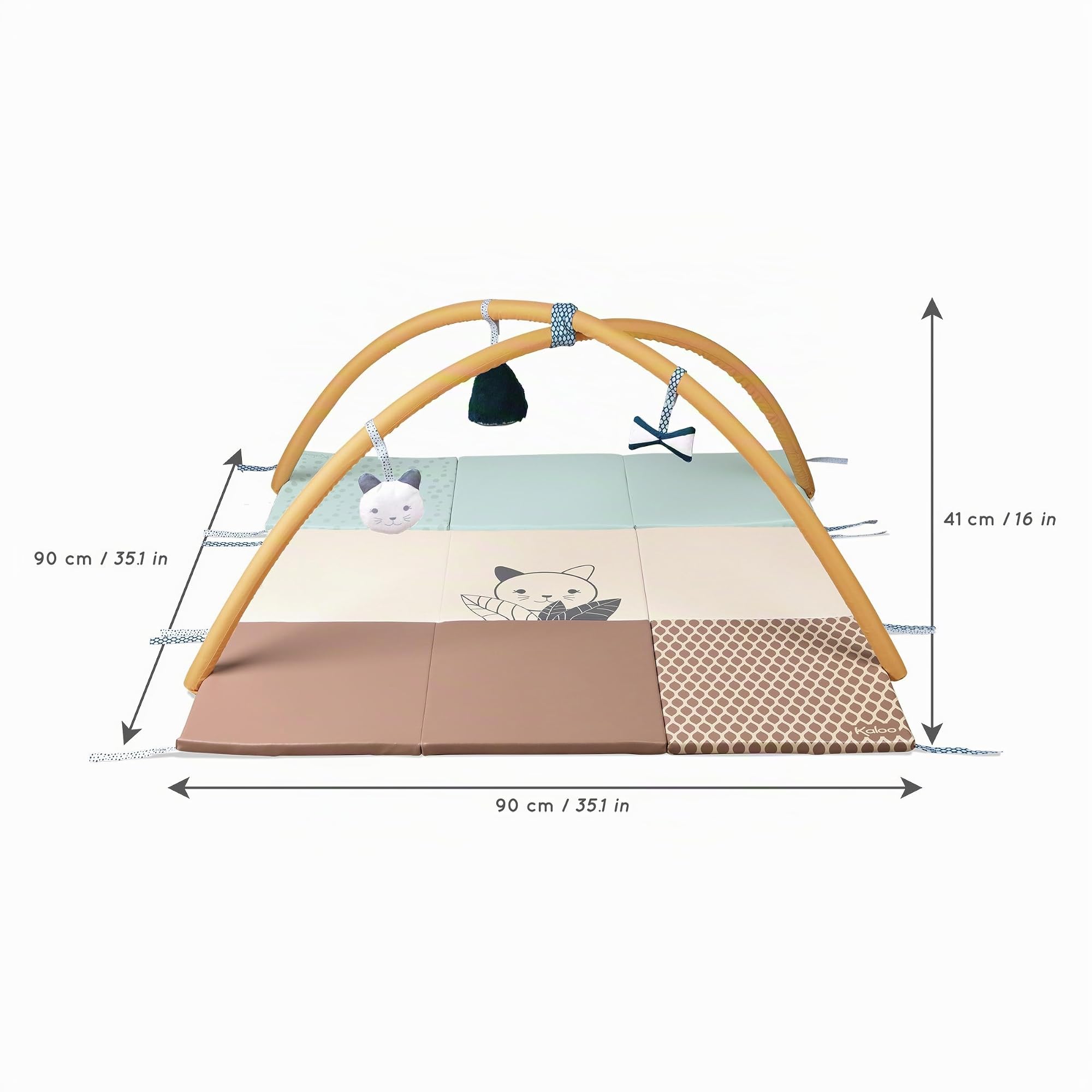 KALOO - Stimuli - Tappetino Evolutivo e Sensoriale - Giocattolo Multisensoriale per Neonati - 90 cm x 90 cm - 3 Pannelli Removibili - Archi Removibili - Lavabile - dalla Nascita, K971606