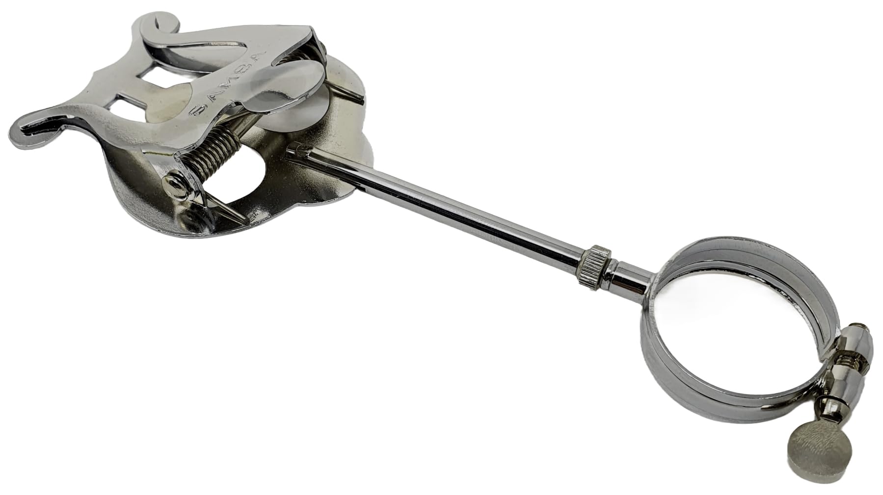 ROCKSTAR - Atril de Marcha Super para Requinto y Clarinete, R123 de Metal para fijar al cuerpo, Porta Partituras para Instrumento de Viento, con Argolla, color Plateado. Hecho en España