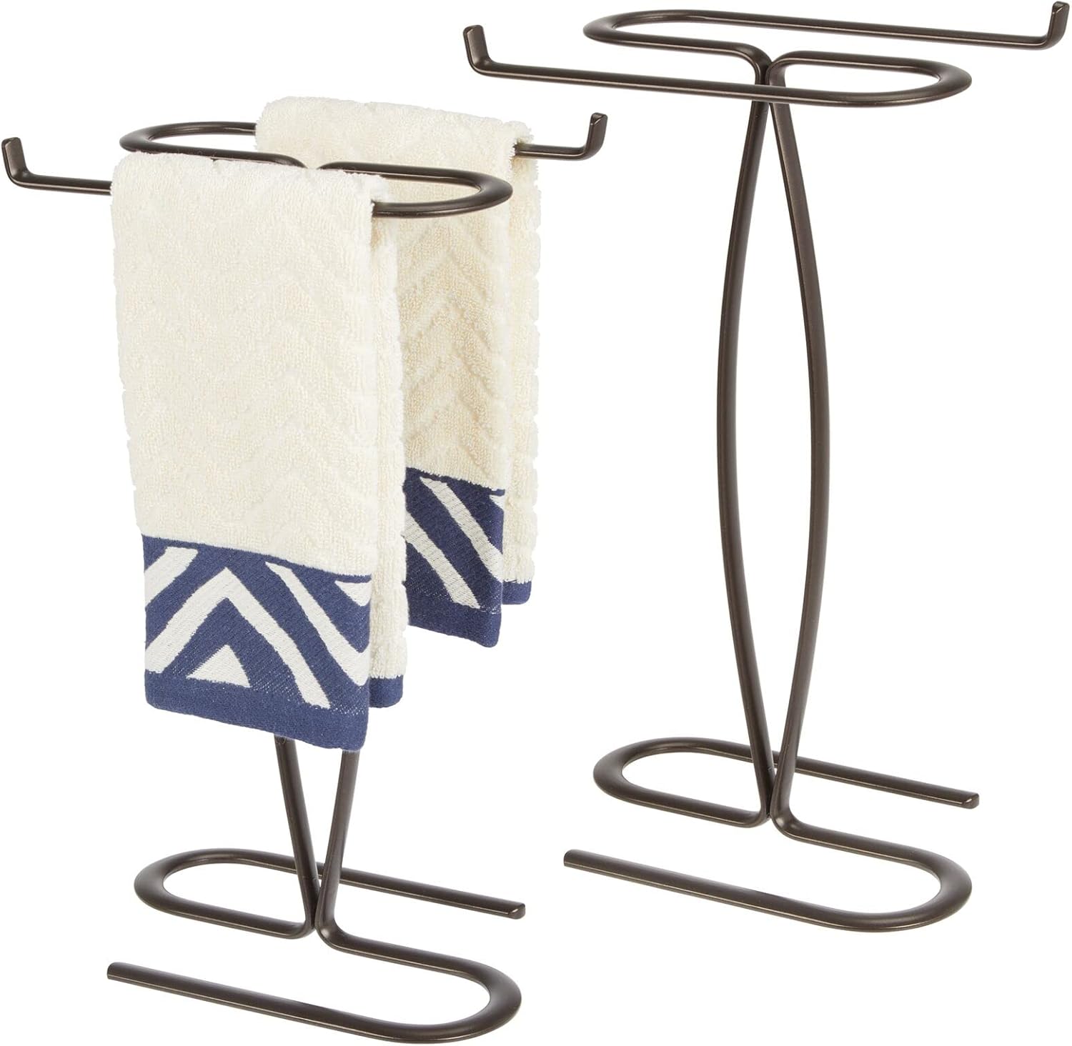 mDesign Decorative Modern Metal Fingertip, Hand Towel Holder Stand for Bathroom