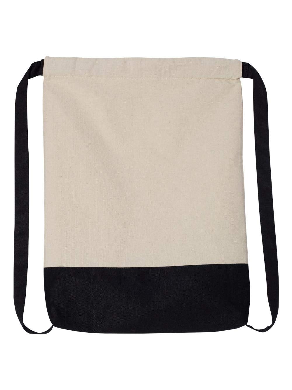 Liberty Bags Cape Cod Cotton Drawstring Backpack OS NATURAL/ BLACK