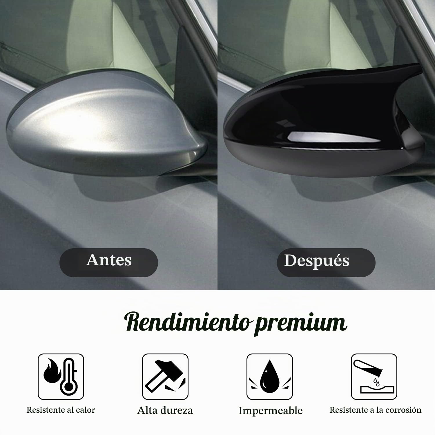 Cubiertas del Espejo De La Puerta Lateral, Espejo Retrovisor Cubierta Decorativa del espejo lateral Compatible con BMW E87 E81 E82 E88 E90 E91 E92 E93 PRE-LCI, Negro Brillante, 1 Par
