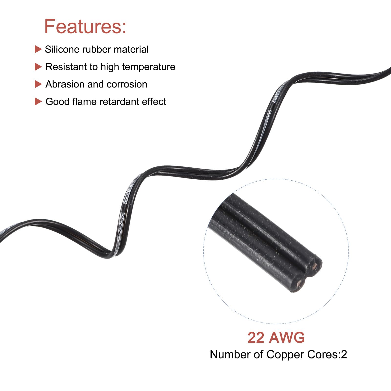 Sourcing Map Silicone Câble 22AWG 22 Jauge Flexible étamé Cuivre Standard Haute Température Accrochage Câble Jaune 30m/98ft Pour Voiture Modèle