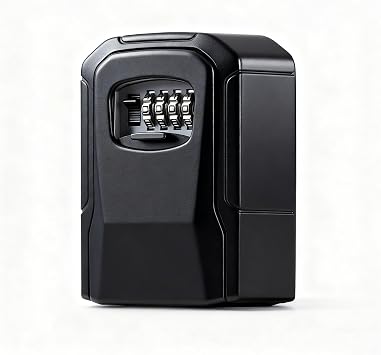 Lock Box, Key Lock Box Resettable Combination Lockbox Wall Mount Waterproof Security Safe Box for Outside Outdoor Home Office Door Handle House Key, Black