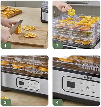 Mioji FD5 Ayarlanabilir Sıcaklıklı 5 Raflı Dijital Meyve, Sebze ve Et Kurutma Makinesi