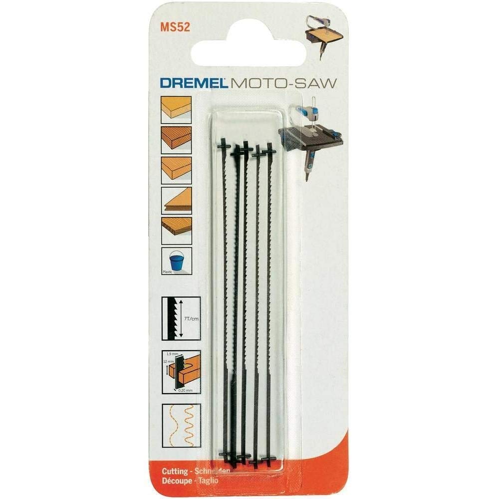 Scie à Chantourner Dremel - Moto-Saw pour Modélisme 70W & MS52 Lot de 5 lames de découpe précise dans le bois pour couper jusqu'à 18mm avec la scie à chantourner Dremel Motosaw MS20