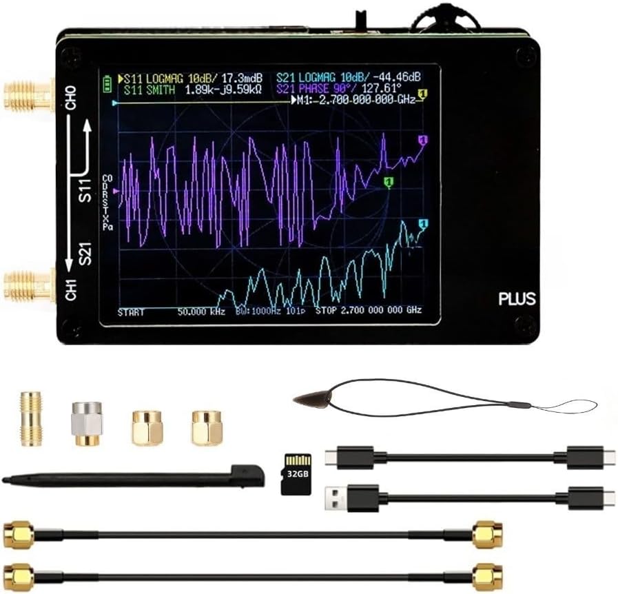 Type-C To Type-C Cable Portable VNA S-parameter Tester For NanoVNA For SMA Connectors ABS Material 50KHz-2.7GHz Model Ports Renamed Port1/Port2(add card)