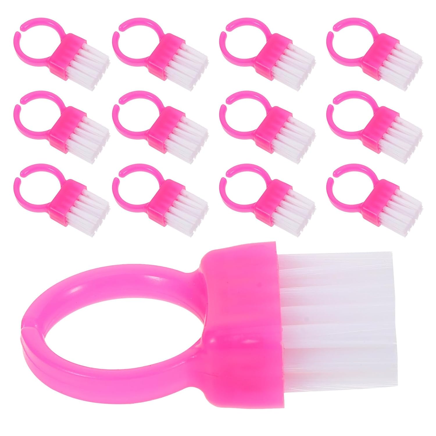 100pcs Pink Hard Plastic Nail Brush Fingernail Cleaning Brush with Handle Small Nail Dust Powder Remover for Manicure and Pedicure Use at Home and Salon
