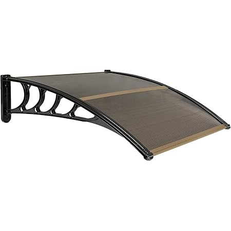 Window Awning Or Front Door Canopy,Outdoor Front Door Patio Sun Shetter,Transparent Polycarbonate Cover,Porch Entry Awning,UV Rain Snow Protection Sheet,Brown Brackets (120x230cm/47 X91