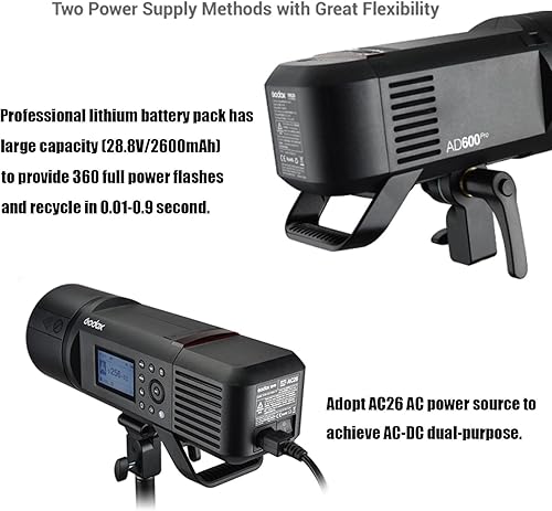Miniatura 3 de Godox AD600Pro 600Ws TTL Flash para exteriores 2.4G 1/8000s 2600mAh batería 360 flash de potencia completa, 0.01-0.9s reciclaje compatible con Canon