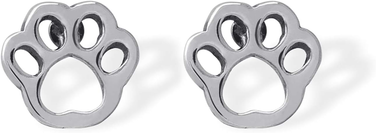 Boma Jewelry Sterling Silver Paw Print Stud Earrings