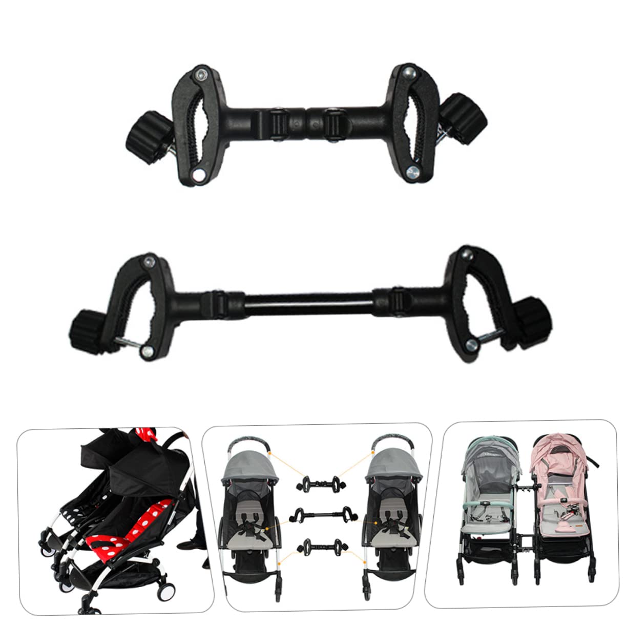 3pcs Adjustable Stroller Connectors for Twins Versatile Pram Attachments for Quick Installation for Parents