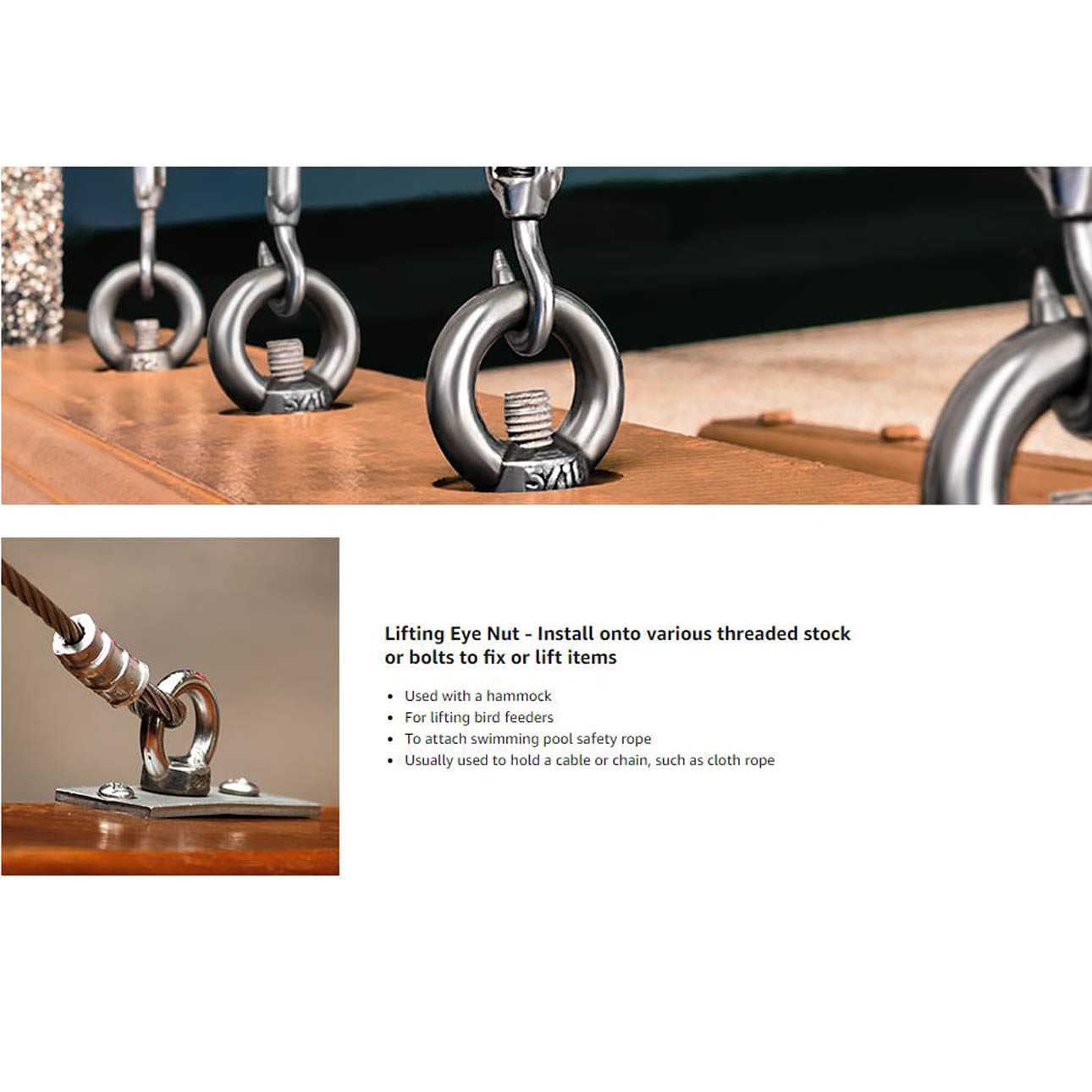 RANIT Lifting Eye Nut M4-0.7mm Pitch Female Thread 304 Stainless Steel Round Shape for Rope Fitting Pack of 10