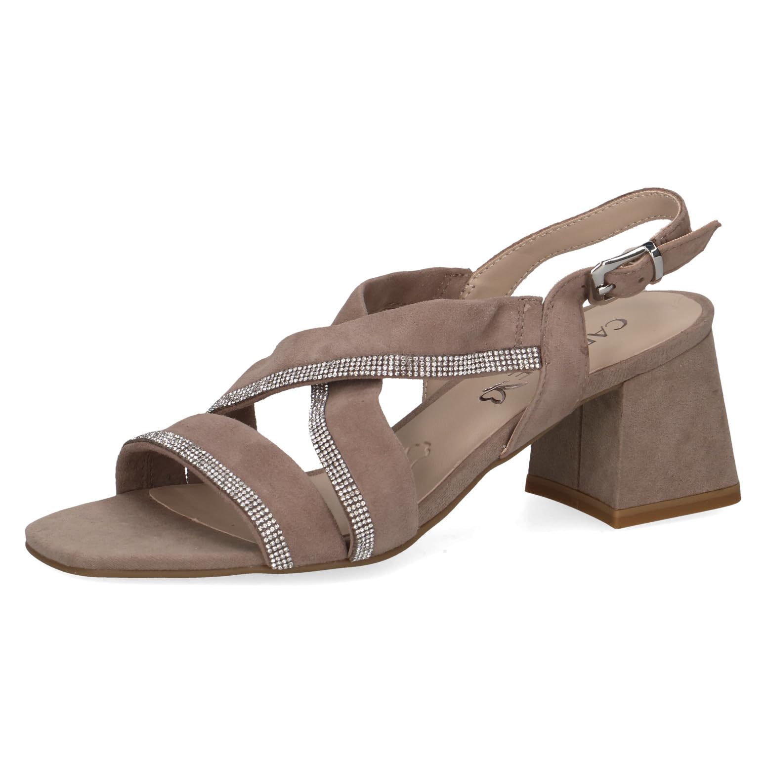 CAPRICE Women's Heeled Sandals with Rhinestones with Straps, Brown (Mud Comb), 4 UK