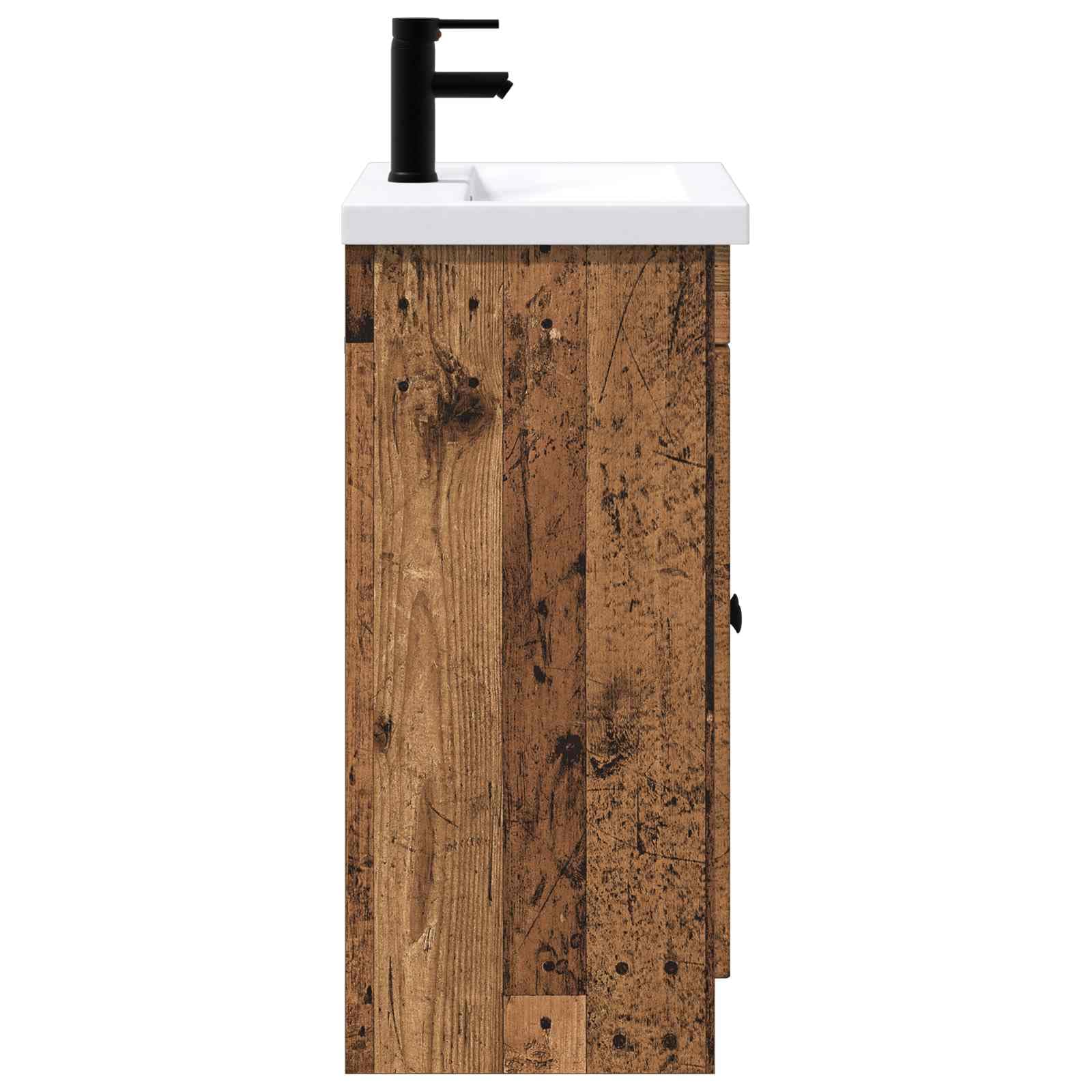 Set di mobili da bagno in legno anticato, 78,5 x 37,5 x 81 cm, in legno con lavabo, lavandino, armadietto sottolavello, armadietto per ristrutturazione del bagno