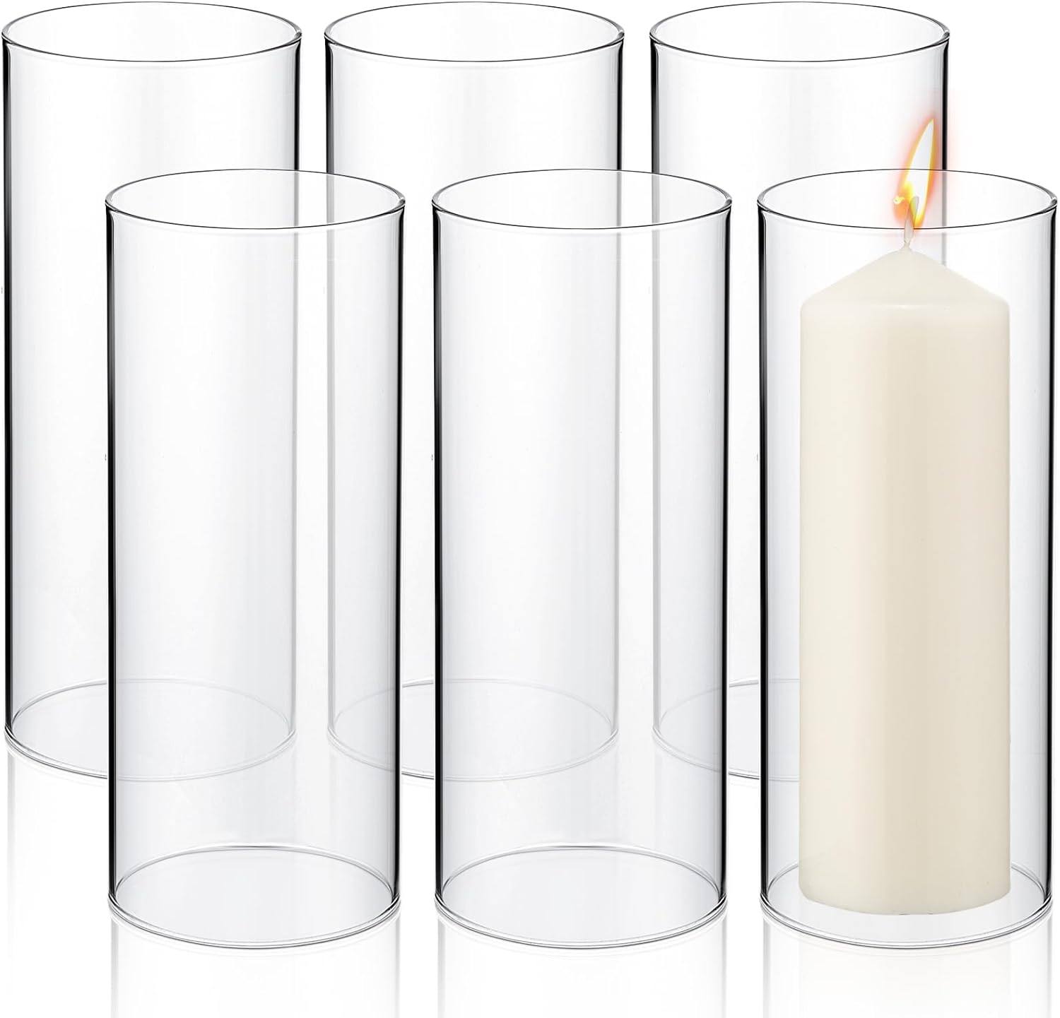 Yaomiao 6 Set Hurricane Candle Holder Sleeve with Unscented