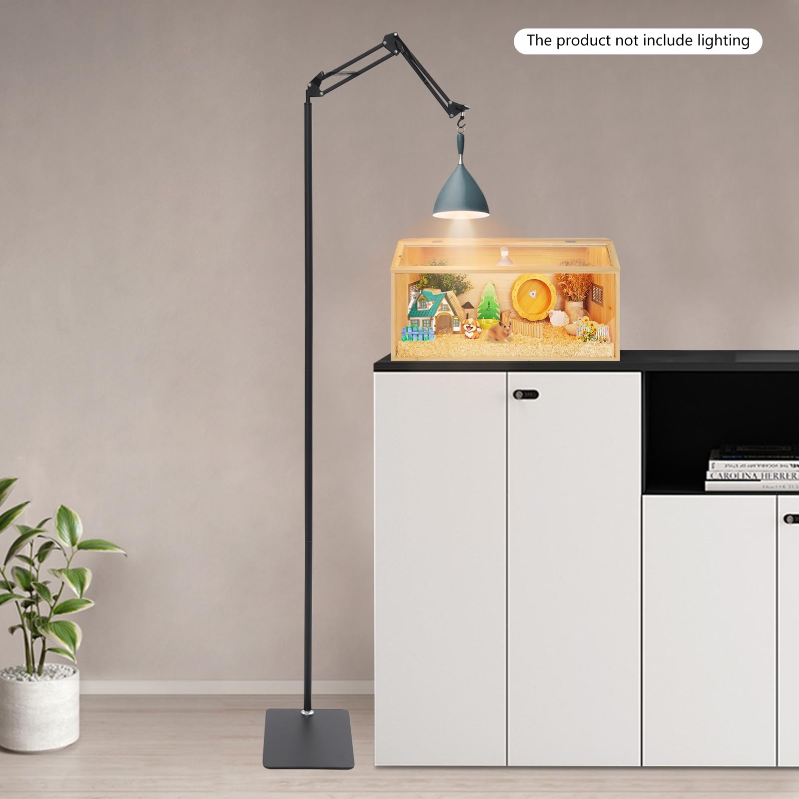 Support de lampe réglable pour reptiles - Hauteur : 70 à 150 cm - Support de lampe chauffant pour reptiles - Avec socle - Support de lampe pour tortues araignées (sans lampes)