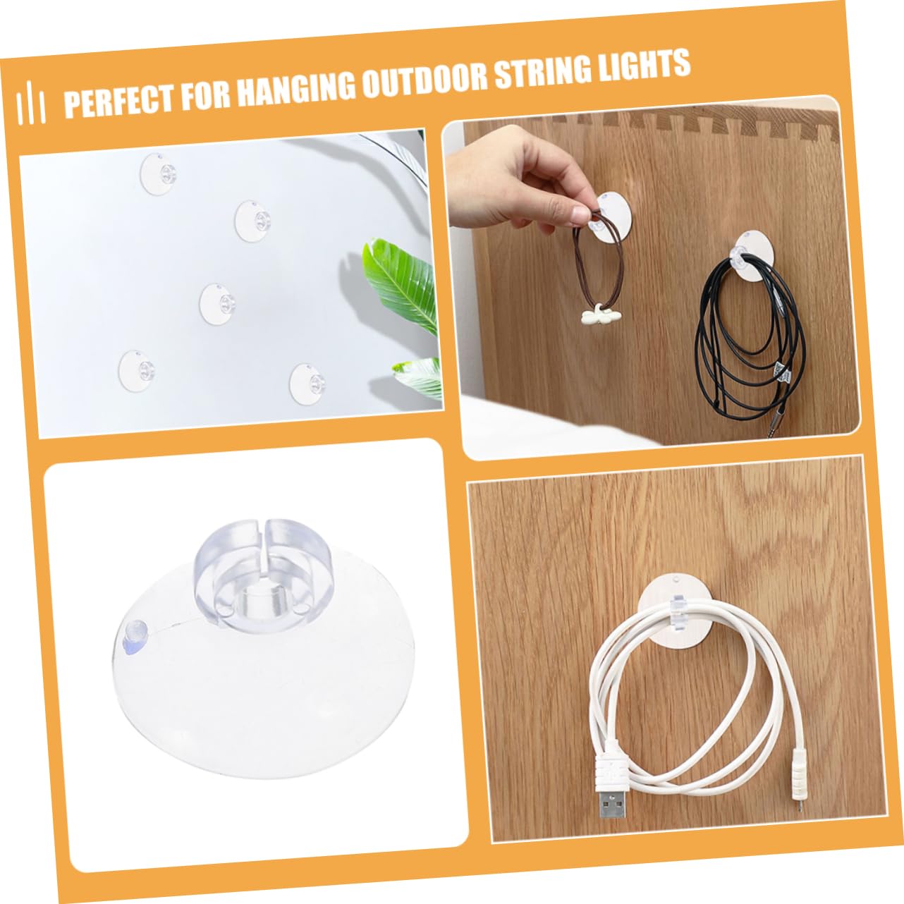 400 Stück Weihnachtslichtclips mit Saugnapf aus Kunststoff Wiederverwendbar für Vinyl und Seitenverkleidungen Geeignet Praktische Aufhängeclips für Lichterketten Außen