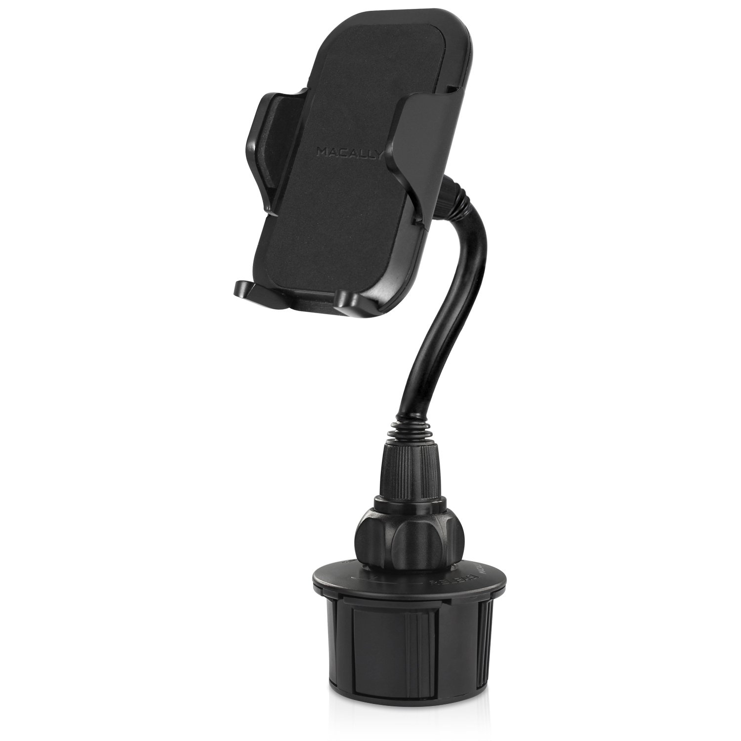 Macally MCUPXL - Soporte ajustable para el sujetavasos del coche con cuello flexible de 10 cm para iPhone, smartphone y teléfono móvil