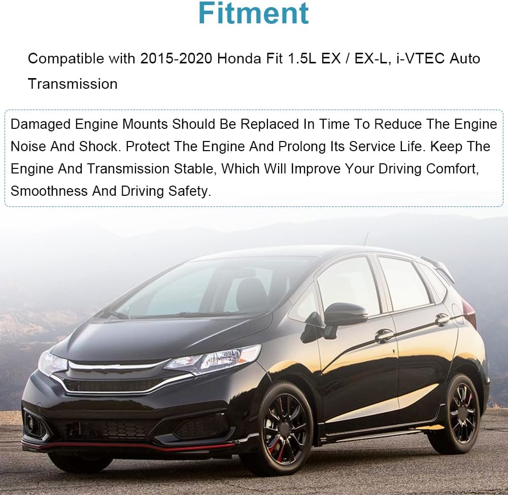 JDMON 3Pcs Engine Motor Transmission Mount Kit Replacement for 2015-2020 Honda Fit 1.5L EX / EX-L, i-VTEC Auto Trans Compatible with A65095 / A65063 / A65062