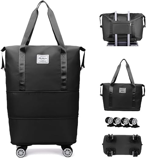 TEKCOOL Duffel Trolley Bags for Travel,Luggage Bags for Travel,Rolling Duffle Bag with Wheels,Travel Bags for Luggage Trol...