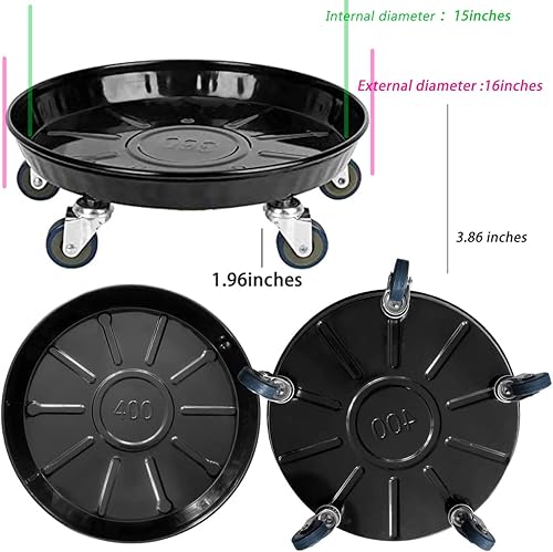 Miniatura 2 de Organizador de plantas con ruedas de 16 pulgadas, de metal, resistente, 2 piezas, soporte rodante para plantas con ruedas, organizador de macetas,