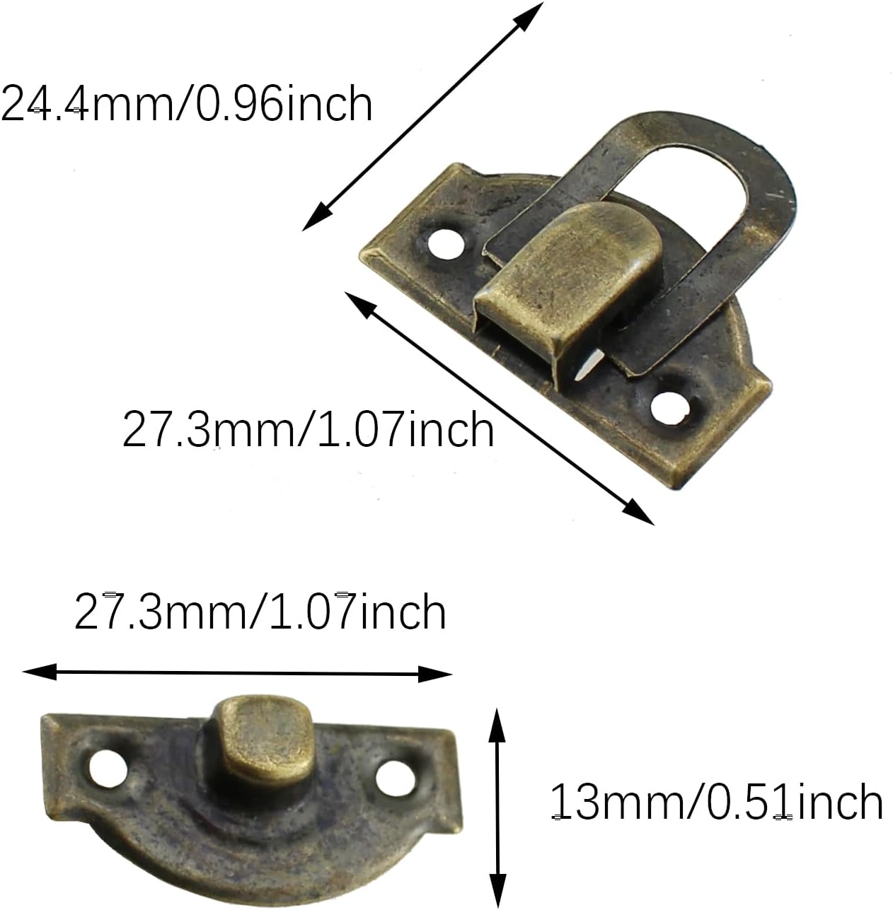 8PCS Vintage Metal Toggle Buckle 27mm Ornamental Box Latch Decorative Latch Hardware Suitable for Wooden Box Jewellery Box Tool Box