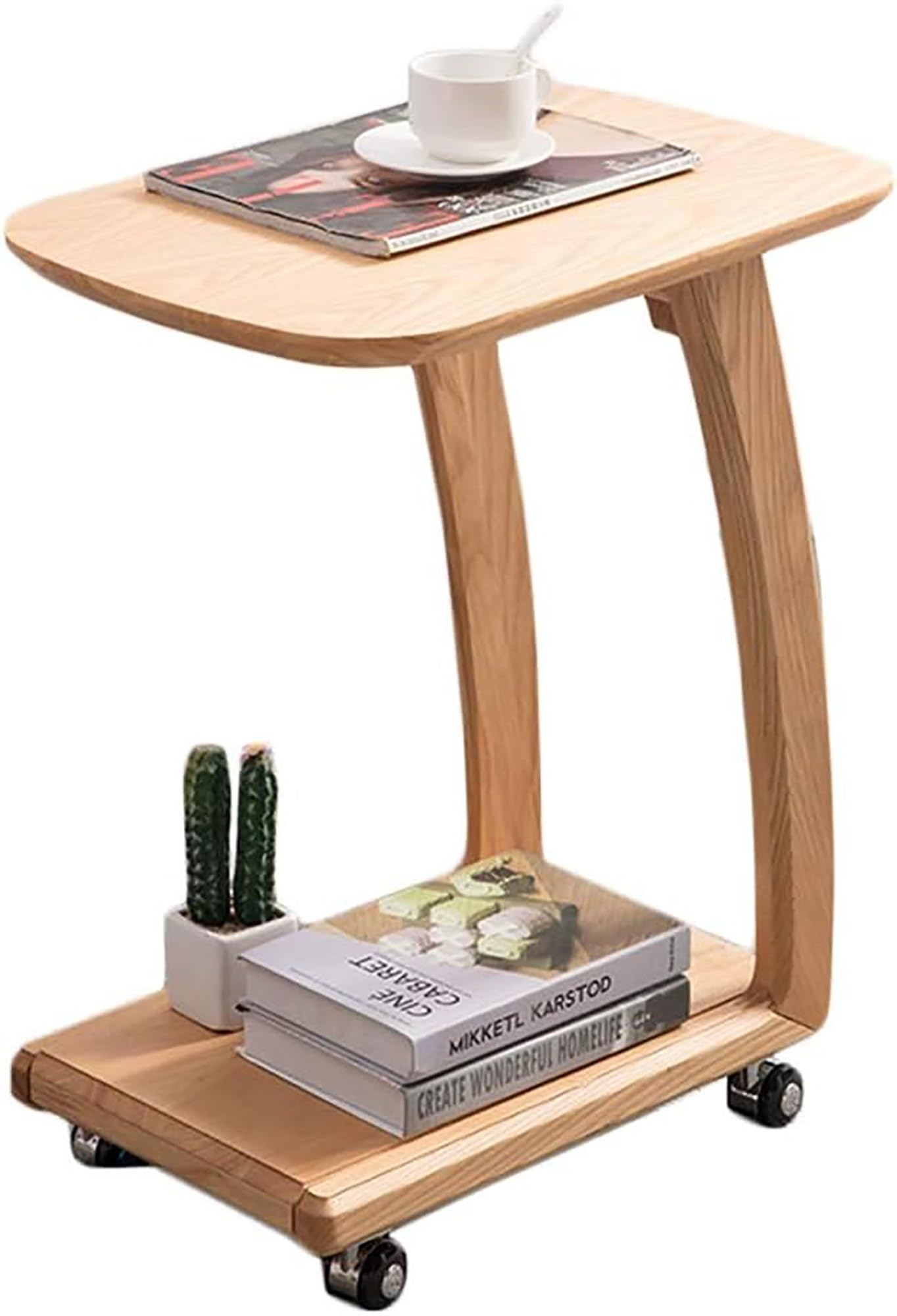 Table d'appoint polyvalente pour petit salon et chambre à coucher avec roulettes