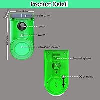 Vista 4 de Alarma solar con sensor de movimiento para exteriores, ultrasonido y alarmas, detector de movimiento de 129 db, generador de ruido fuerte, luz 1pcs