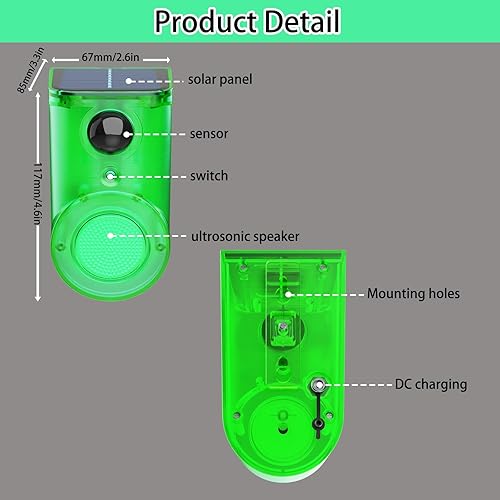 Miniatura 4 de Alarma solar con sensor de movimiento para exteriores, ultrasonido y alarmas, detector de movimiento de 129 db, generador de ruido fuerte, luz