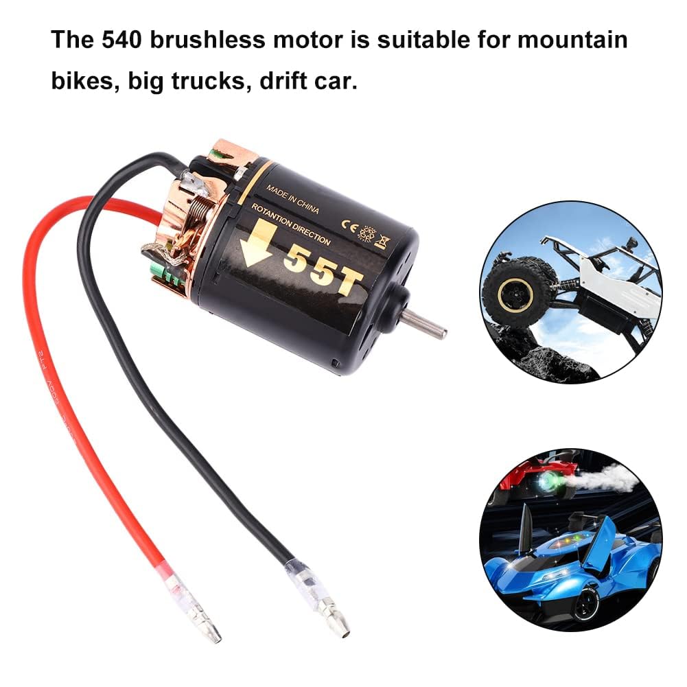 540 Brushless Motor, 35T 45T 55T Universal Motor RC Car Model Accessories Suitable for Mountain Bikes, Large Trucks, Drift Car(55T