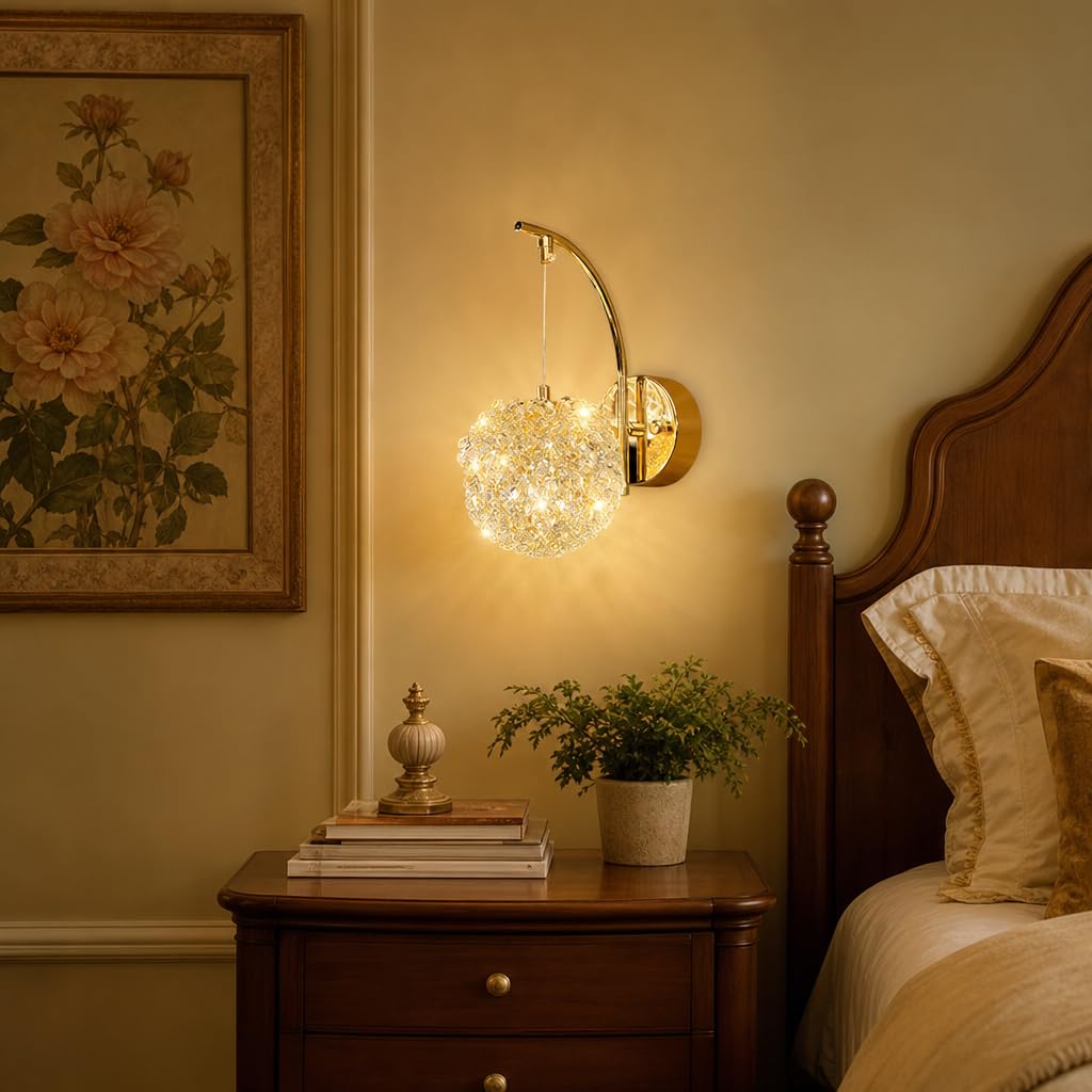 G9 lnnen Kristall Wandlampe Gold Wandleuchte Moderne Aesthetic A(A)