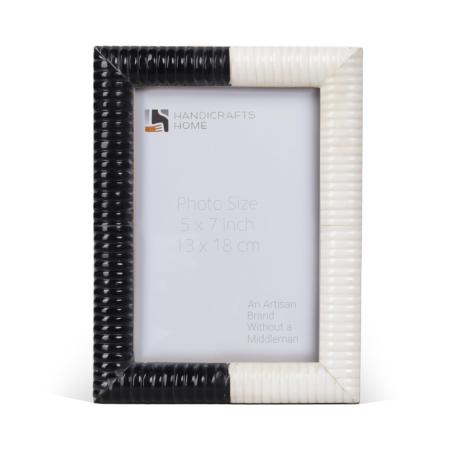 Handicrafts Home Black-White-089 Black And White Picture Frame 5X7, Resin Inlay Decorative Photo Frame, Modern Farmhouse Picture Frame For Tabletop & Wall, Living Room & Office Decor, Gallery Wall Frame