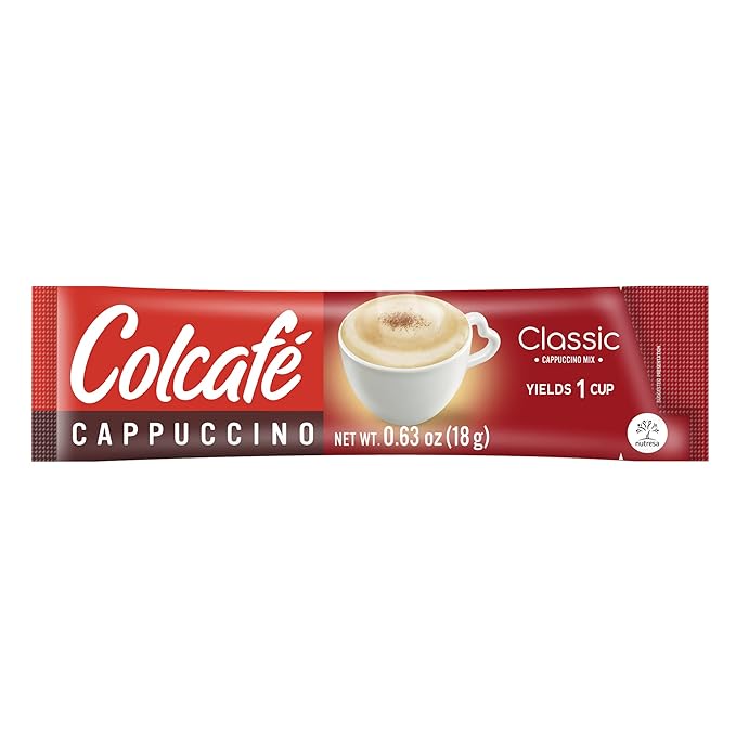 Each pack of Colcafé Classic Cappuccino includes six individual servings, ensuring that you can indulge in this delightful beverage whenever the mood strikes. Opting for a pack of two grants you a total of 12 servings, allowing you to savor this exquisite blend even longer. The versatility of this mix enables you to enjoy it both hot and cold, catering to your personal preferences.