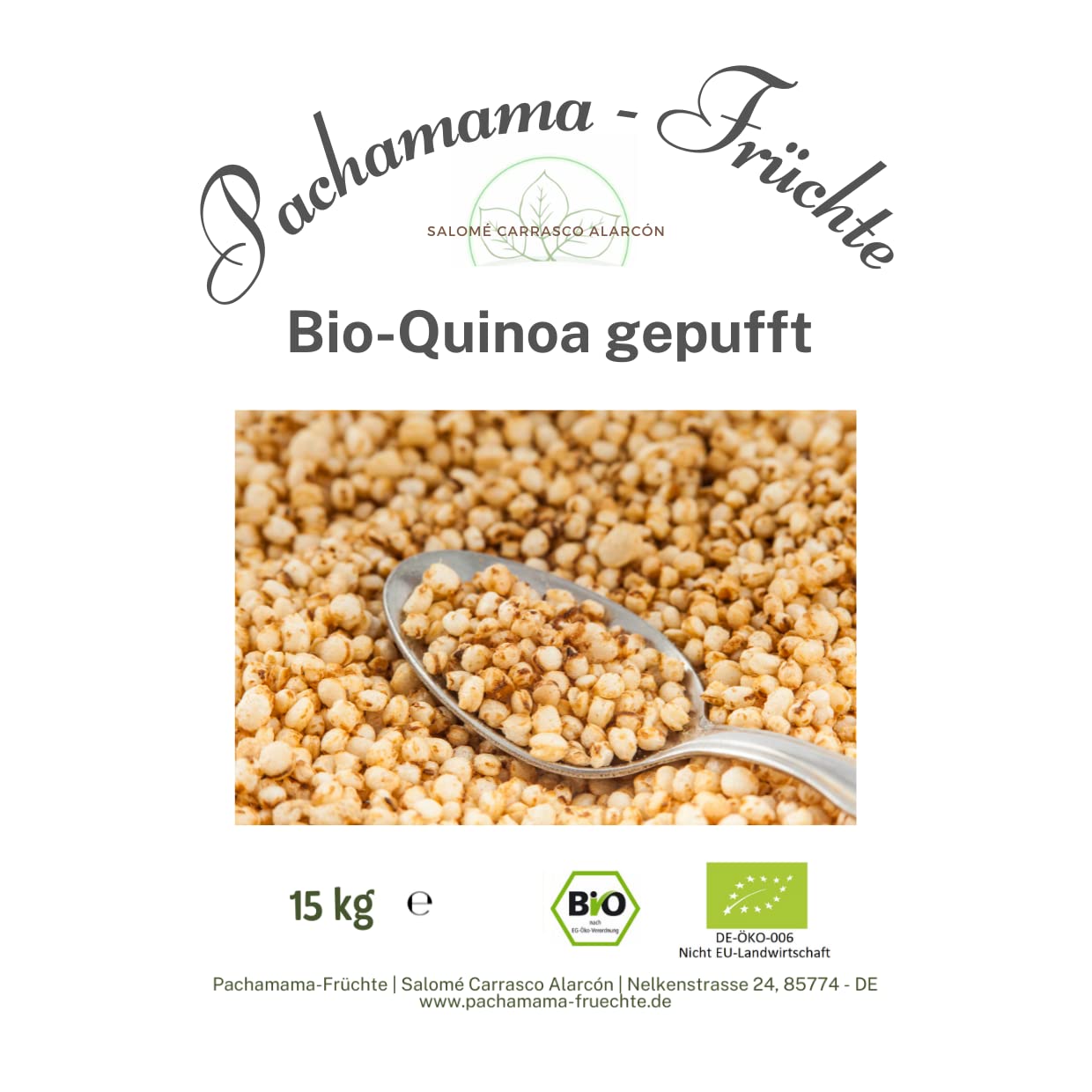 BIO QUINOA gepufft 15 kg - Vegan - Glutenfrei - Müsli - Ungesüßt - Vollkorn