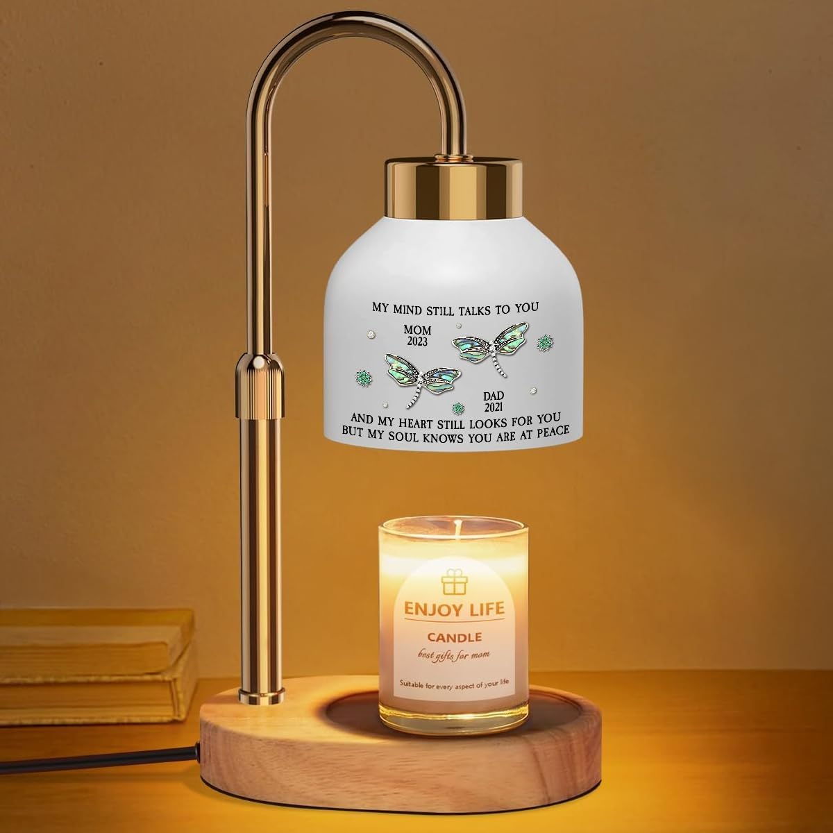 Wrappiness Memorial Candle Warmer Lamp with Timer - Dimmable Candle Warmer with Height and Brightness Adjustable - Keepsake Gifts for Loss of Dad Mom, House Warming Gifts Home Décor Custom Photo