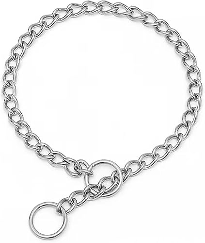 Paquete de 2 collares de cadena para entrenamiento de perros, collar martingala de acero inoxidable 304 (19 pulgadas, 0.098 in, plateado)