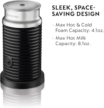 Nespresso Aeroccino 3 Milk Frother, Black, Steel