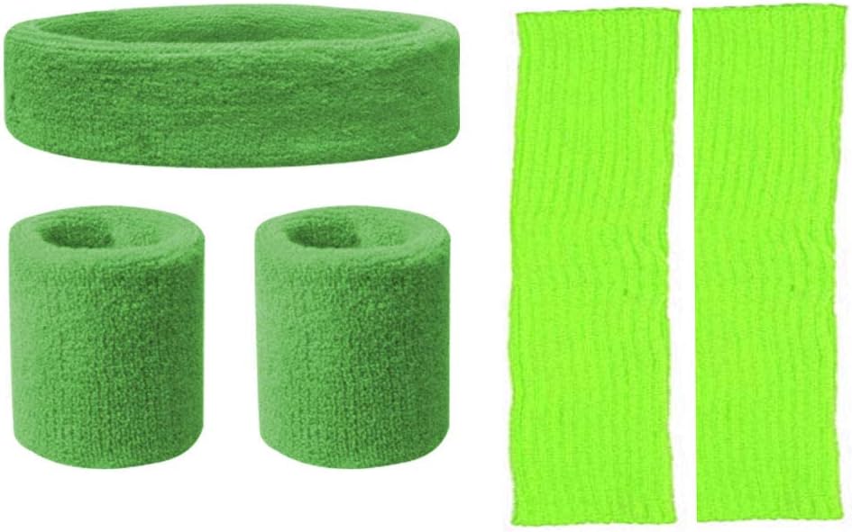 Sweatband Set Headband Wristbands Ribbed Leg Warmrs for Sports Party Costume Accessories