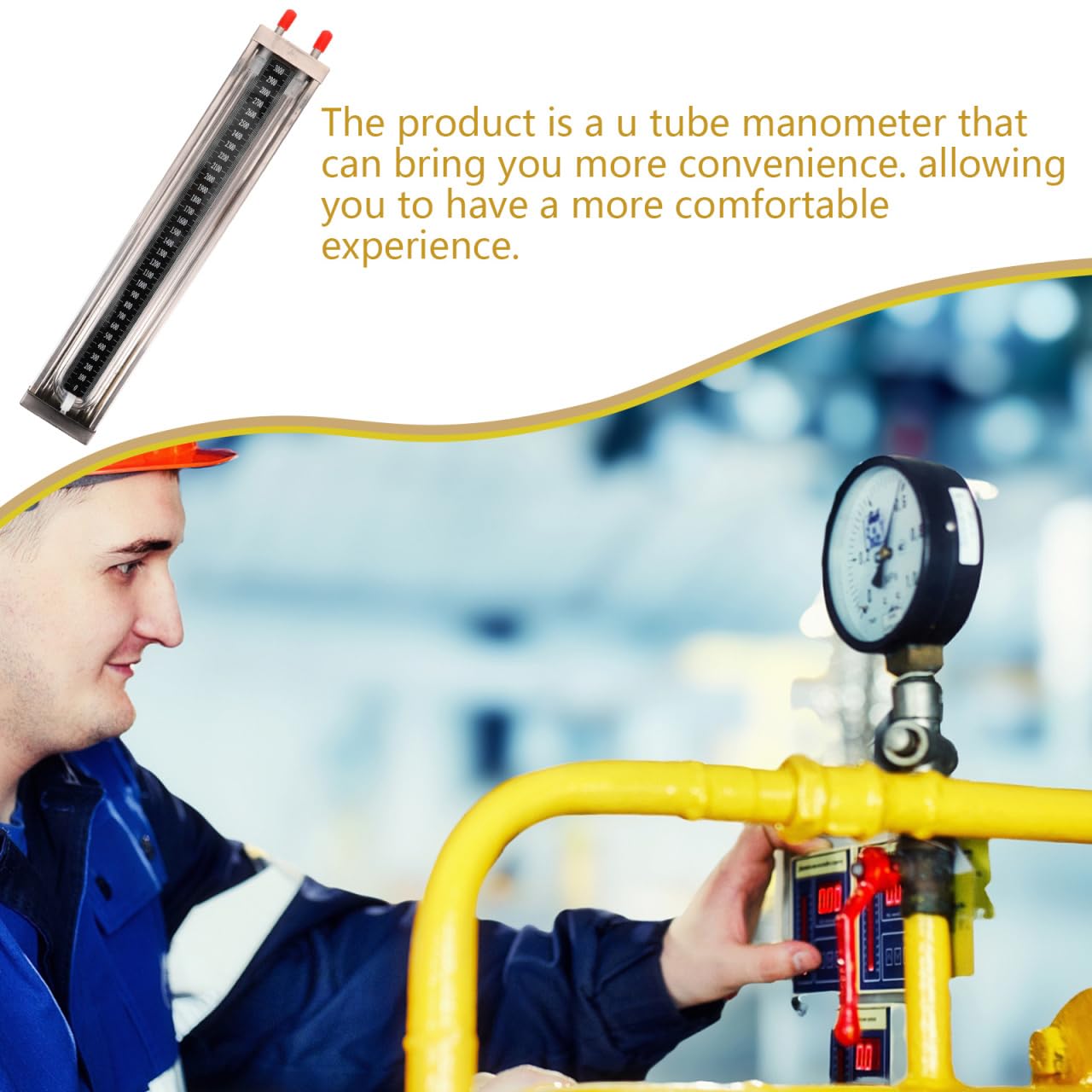 Vacío Manómetro Indicador de presión Tubo U Sensor de presión Laboratorio U Manómetro Forma Columna de Agua Acero Inoxidable de Alta Precisión