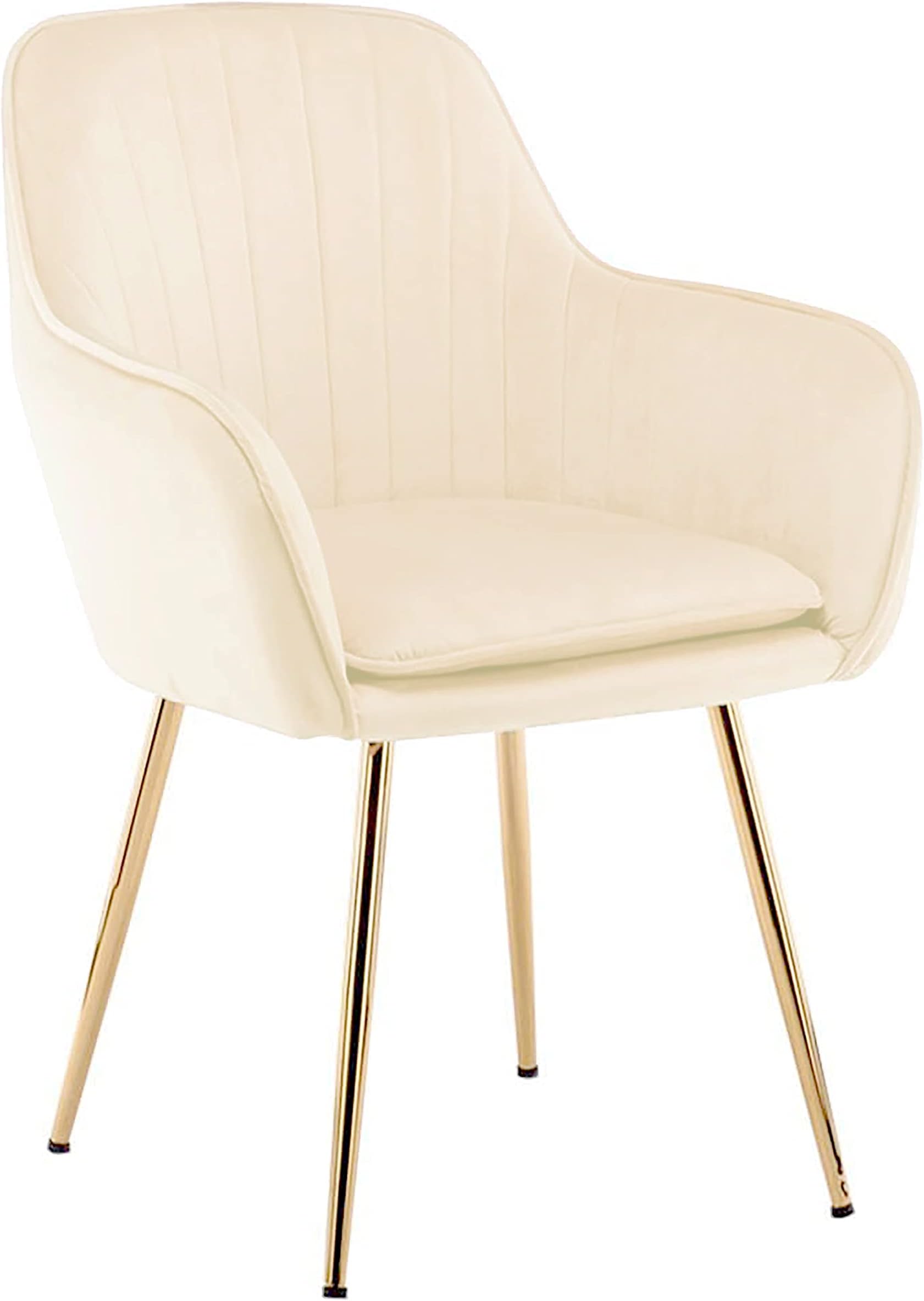 Angela - Dining Room Chair Luxury Living room Chair Makeup Chair Multipurpose Chair Velvet Fabric with gold Legs (Beige)