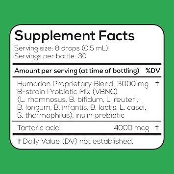 Humarian Advanced Probonix for Kids 30 lbs & Up - High Bioavailability Liquid Probiotics - Superior 8-Strain Probiotic Drops to Fortify Gut Health, Immunity & More - 30-Day Supply, Tasty Grape Flavor