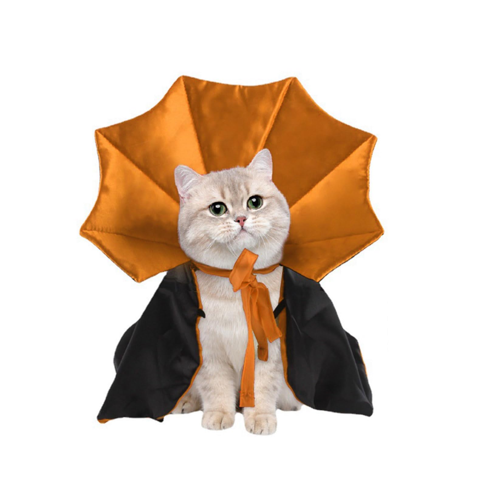 Ling & Bai Halloween Dog Cat Costume Funny Cats Cape Vampire Cloak Pet Cosplay Apparel Outfit Decor Accessories for Puppy Kitten (Orange)