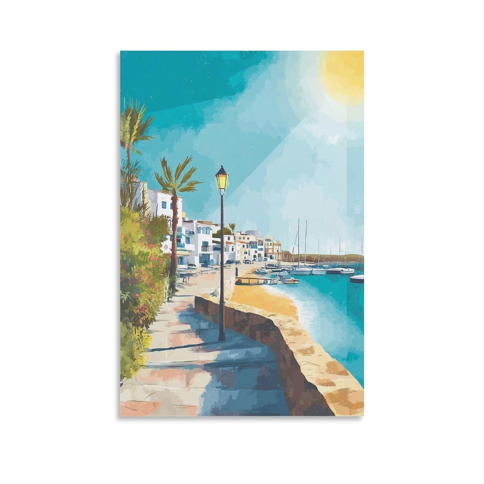 ZBBGGOZ Larnaca Posters 24x36inch(60x90cm) Vintage Watercolor Canvas Art