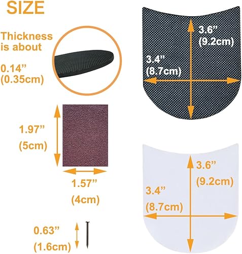 Miniatura 3 de Unikstep 2 pares de almohadillas de talón para zapatos, tacones de goma para reparación de zapatos, cojín antideslizante de 0.138 pulgadas de grosor