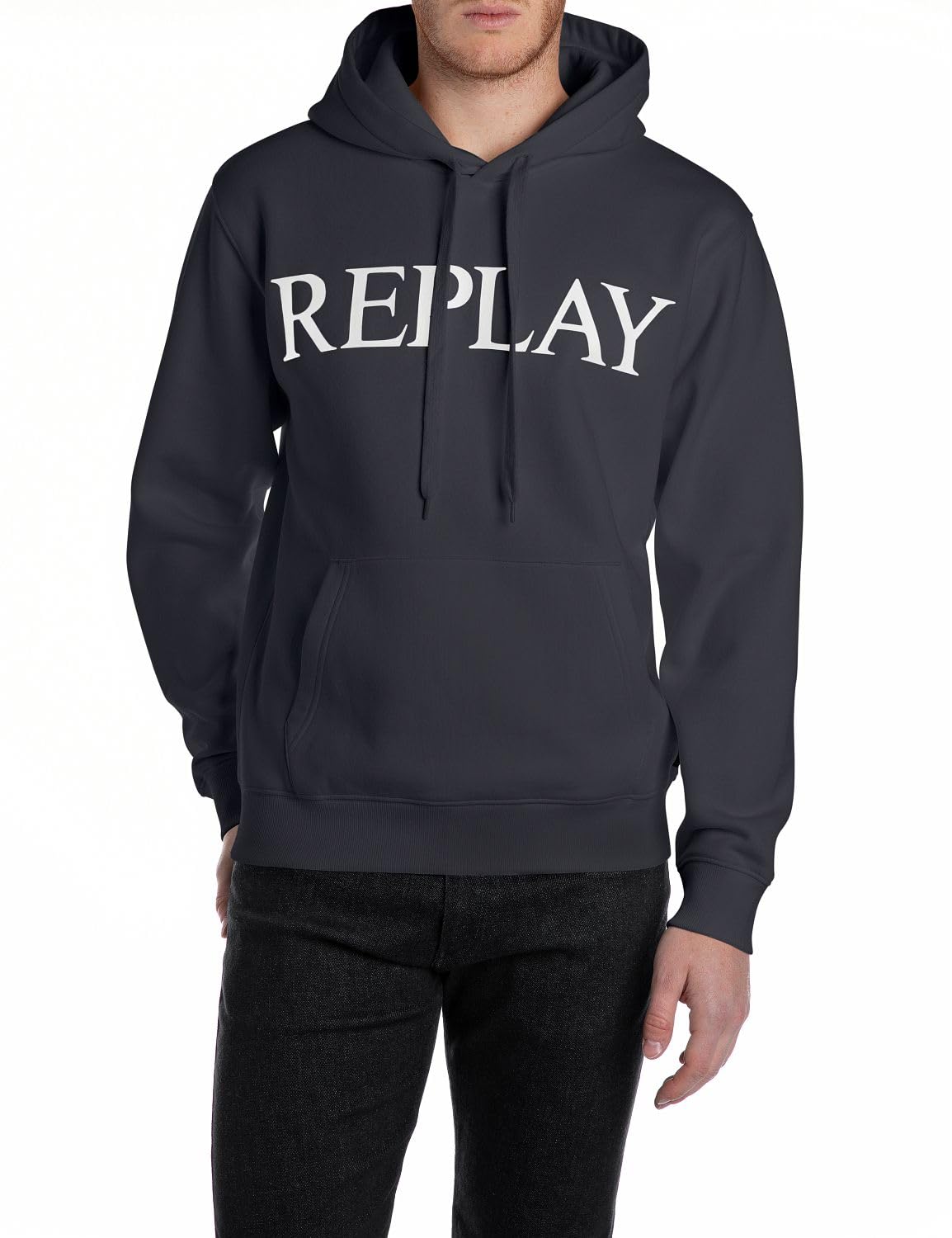 Replay Męska bluza z kapturem Basic, 067 Night Blue, M