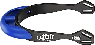 Sprenger fairRider - Espuelas de aluminio negro (ligeras y anodizadas), con cuello de plástico curvado en color azul, grueso y redondeado