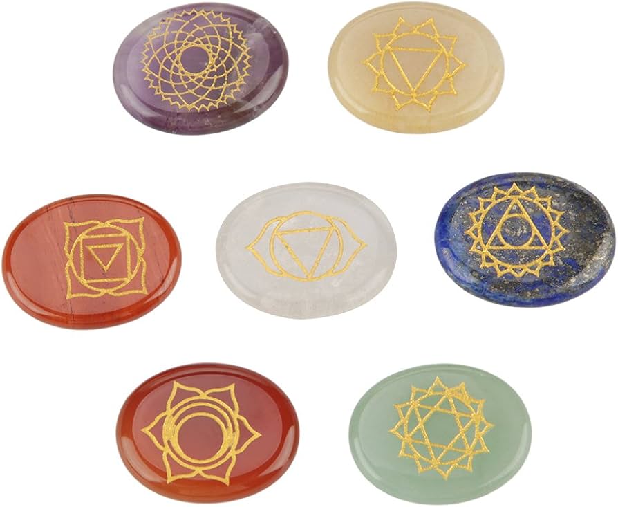 Amazon.co.jp: チャクラストーン、7個/セットの技量が刻まれた精神的な
