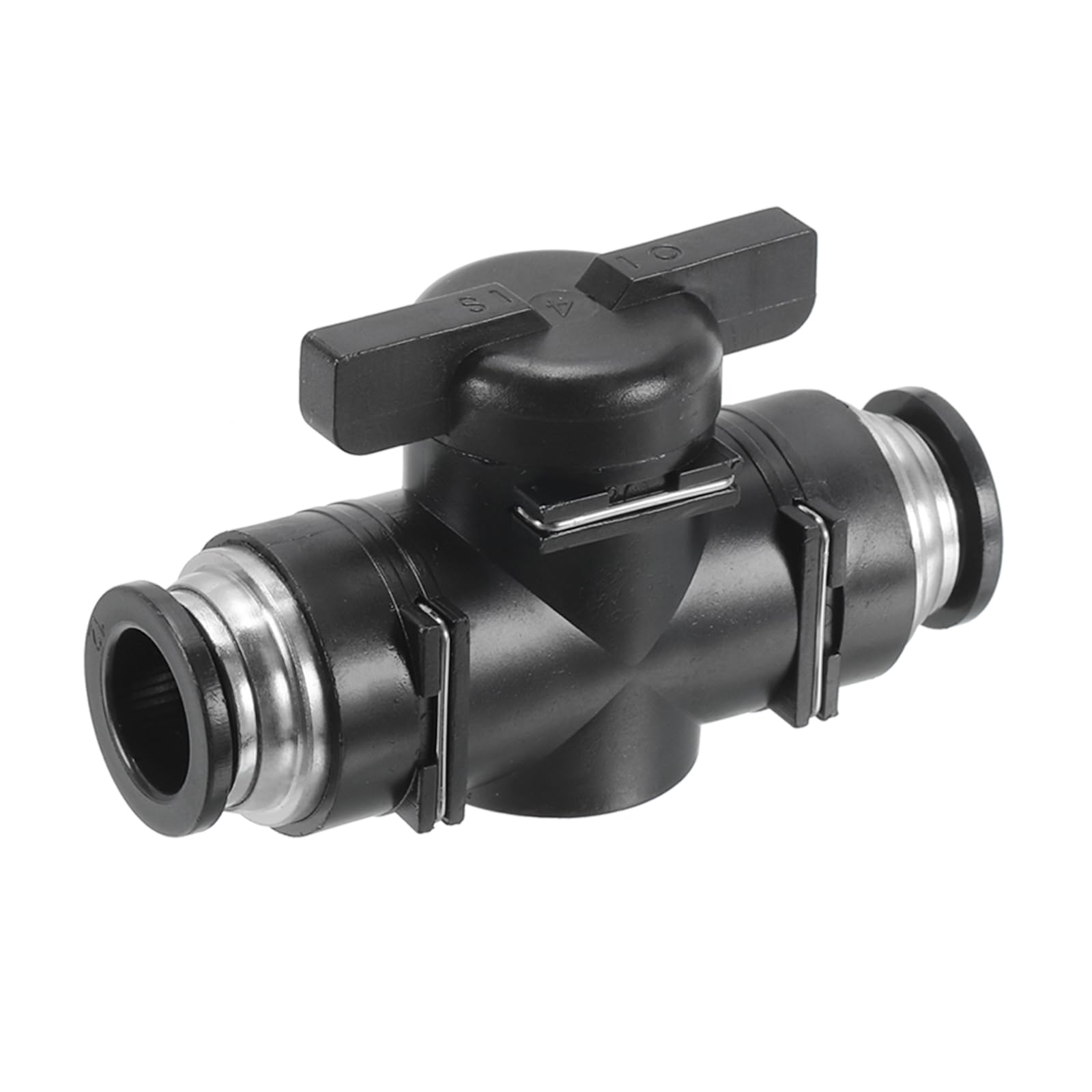 PATIKIL 12mm Pneumatic Ball Valve, 12mm OD BUC Push to Connect Tube Fittings Ball Valve Union Straight Air Flow Control Valve for Air Hydraulic, Black Silver