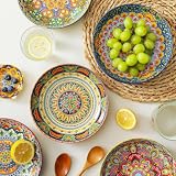 Henten Home Zestaw talerzy do zupy, kolorowe talerze głębokie, 6 sztuk, uniwersalne miseczki na makaron, salaterki, do zupy, makaronu, makaronu, serii Mylo, styl boho